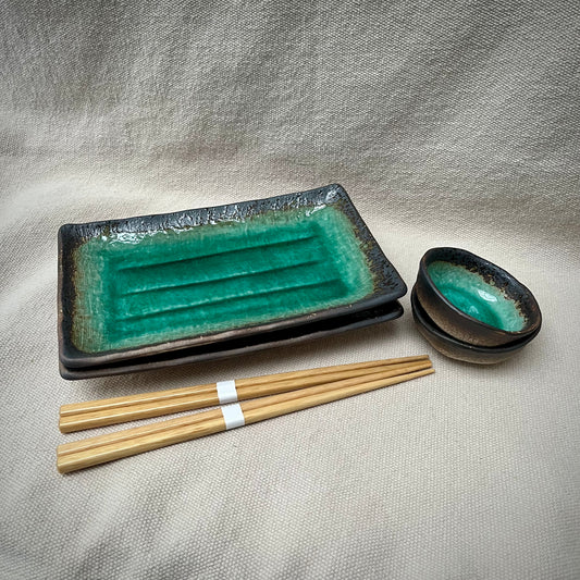 Sushi-set för två smaragd-grön