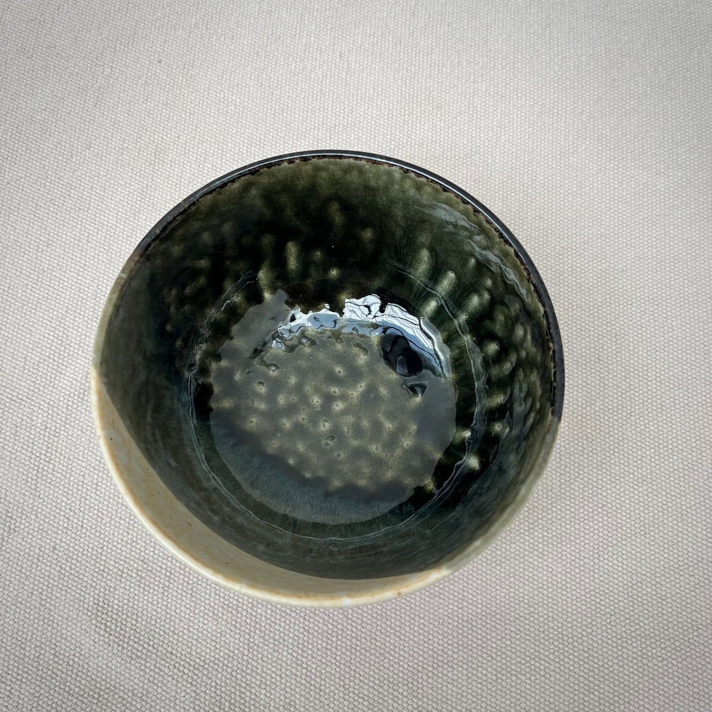 Donburi-skål beige-grön "Rokube"