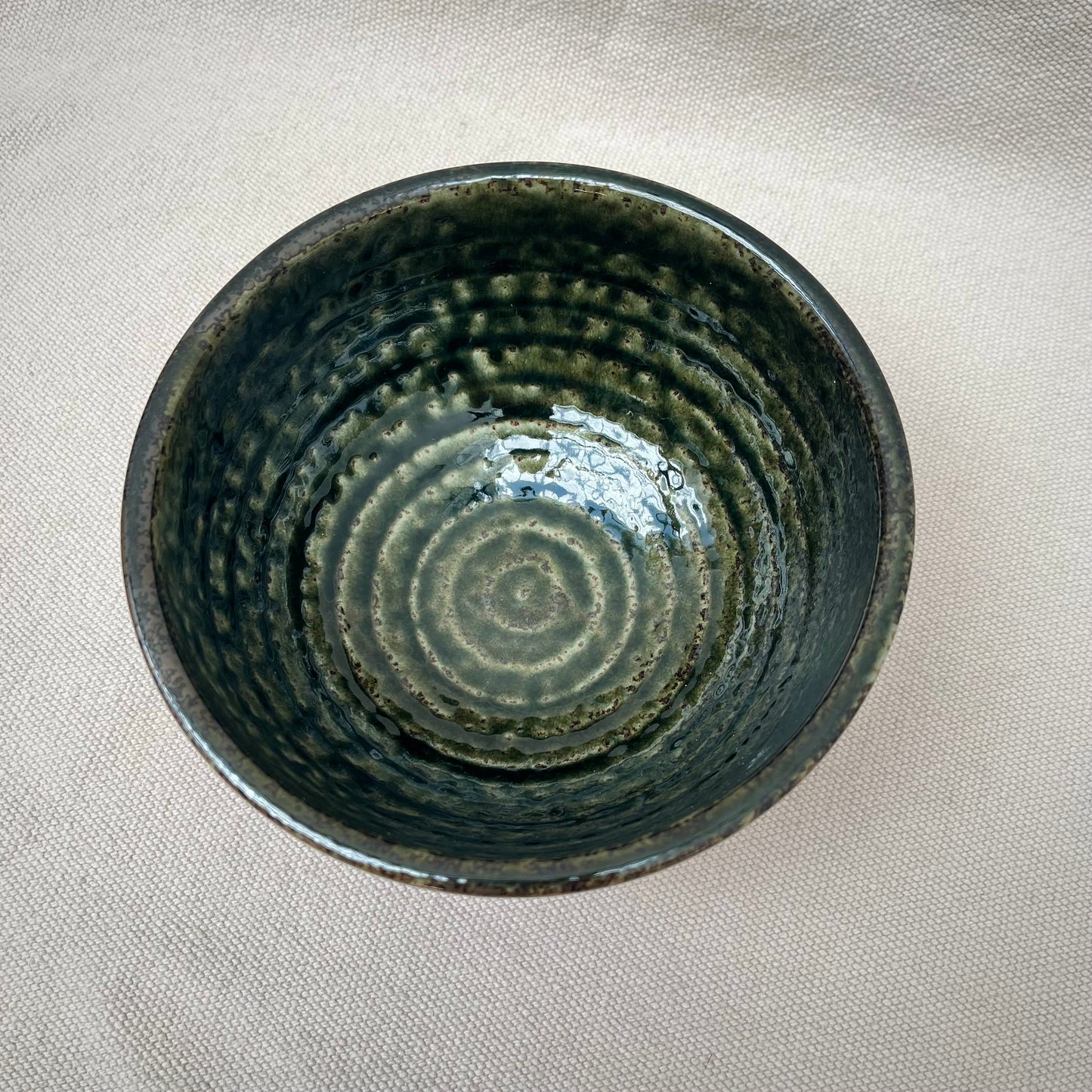 Donburi-skål grön-brun "Rokube"