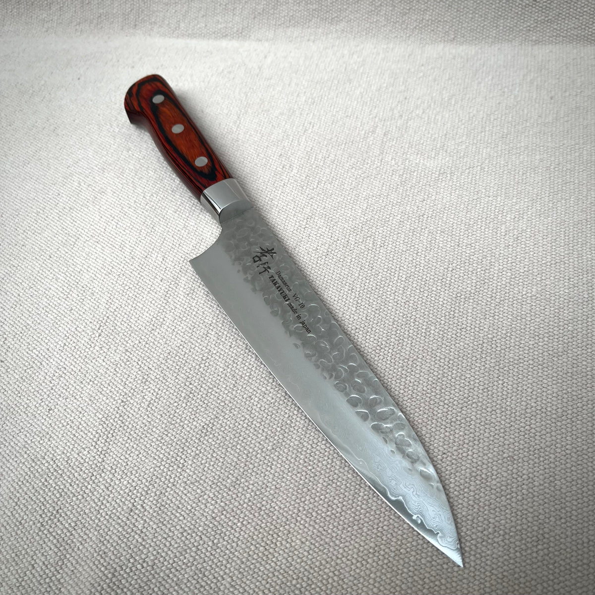 Kockkniv Damascus "Sakai Takayuki" 180 mm, handtag i Mahogny