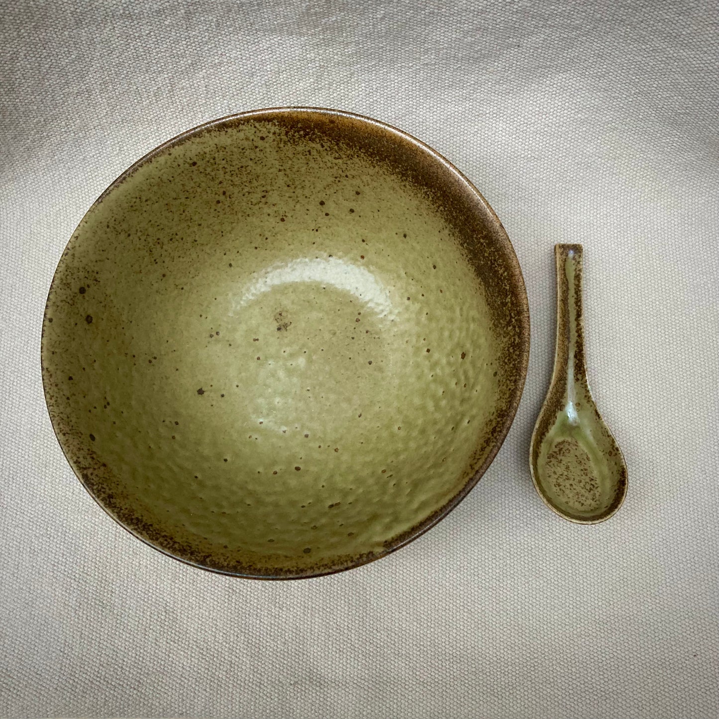 Ramenskål med sked - Brun - "WABIKUCHIHA"